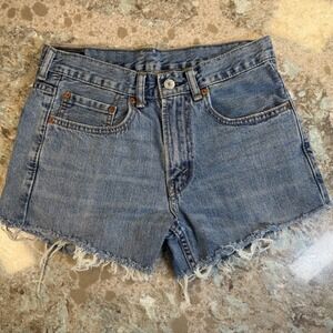 Levis 550‎ Relaxed Fit High Rise Denim Cutoff Shorts Medium Wash Blue Womens 28